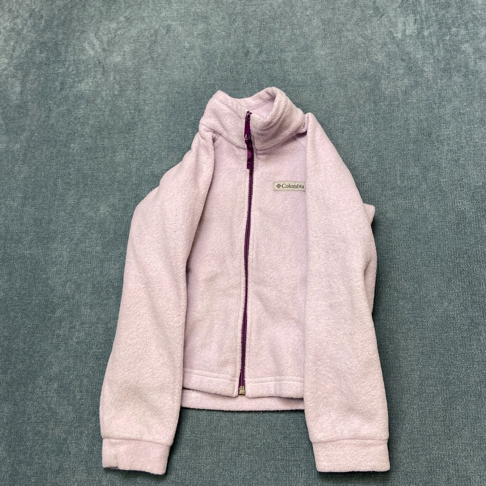 Columbia Benton Springs Fleece Jacket Girls‎ XS Pink Logo Full Zip Warm Outdoor